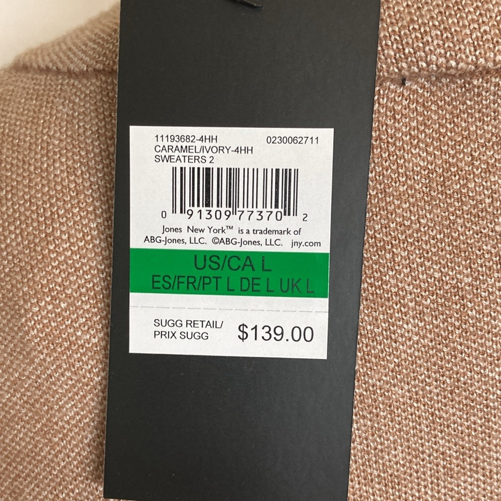 Brand New—-Jones New York Taupe Double-Breasted Knit Jacket - Picture 5 of 6
